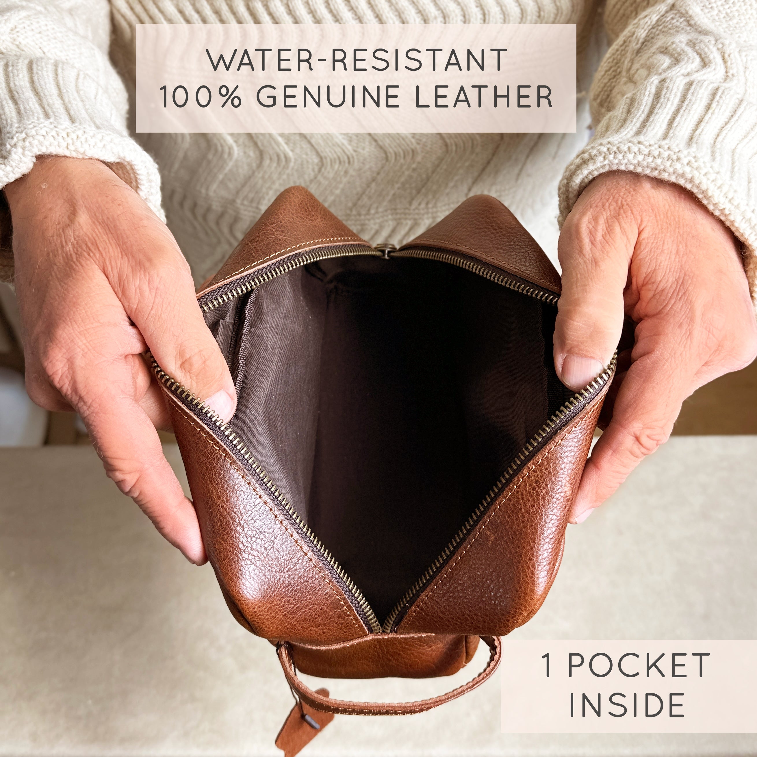 Engraved Leather Toiletry Bag