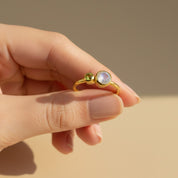 sterling silver mother child birthstone ring with two gemstones minimalist personalized birthstone ring family jewelry gift for mom