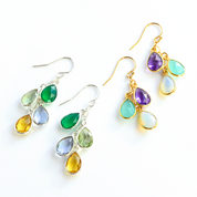 Mother's Birthstone Cascade Earrings, Personalized Teardrop Dangle Earrings, Multi Stone Drop Earrings, Mother's Day Gift, Birthstone Jewelry for Mom