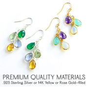 Mother's Birthstone Cascade Earrings, Personalized Teardrop Dangle Earrings, Multi Stone Drop Earrings, Mother's Day Gift, Birthstone Jewelry for Mom