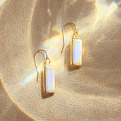 Rainbow Moonstone Bar Earrings : June Birthstone : Adira Series