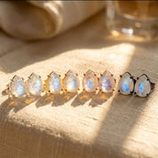 Moonstone Teardrop shape Prong Set Stud Earrings : June Birthstone