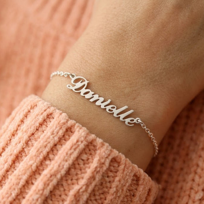 personalized nameplate bracelet silver custom name bracelet dainty minimalist jewelry for women
