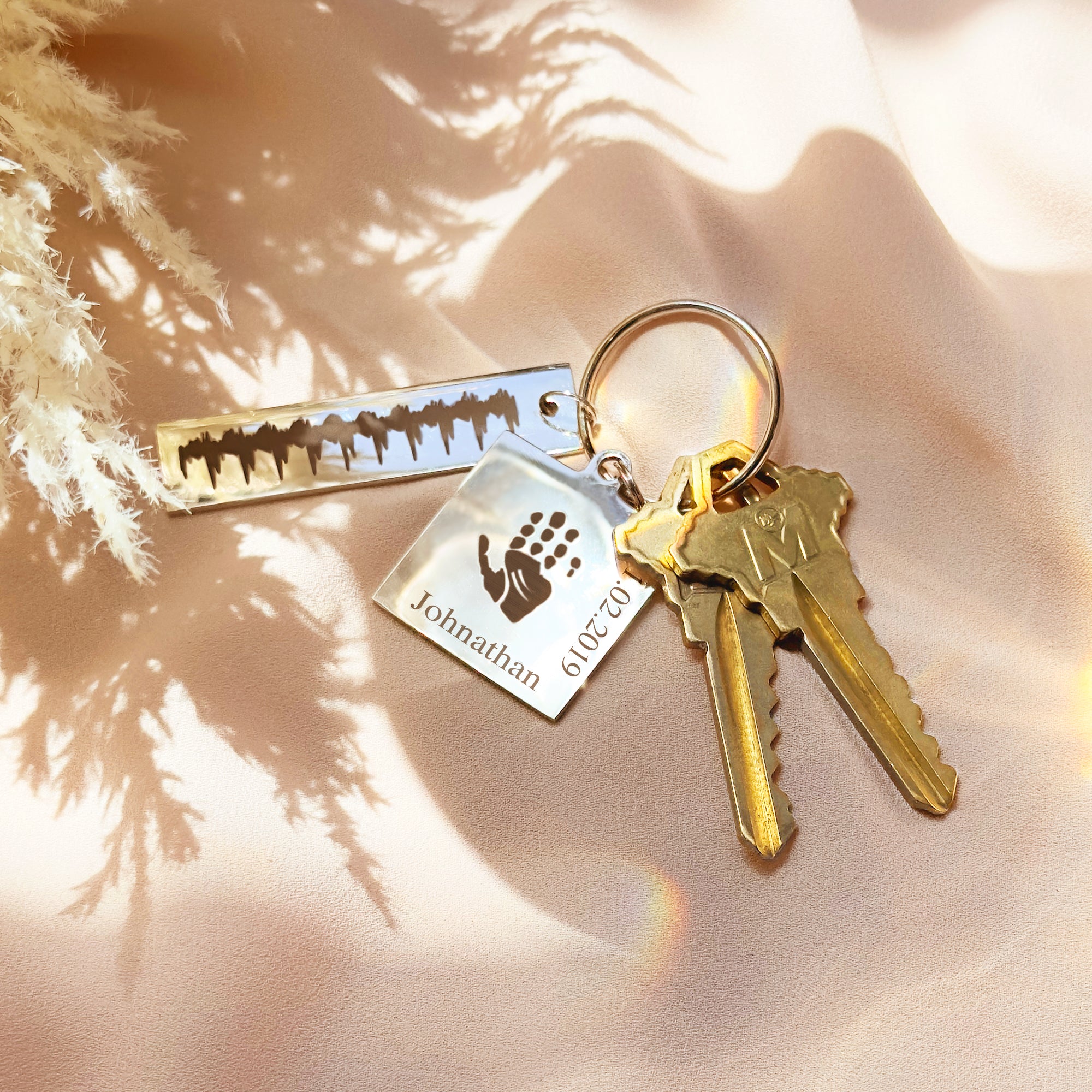 Actual Baby's Heartbeat Engraved Rectangle Keychain, Child's Doppler, Sonogram Image, Mother's Day Gift, Father's Day, Custom Engraved Photo Keychain
