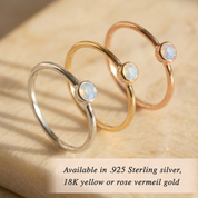 Set of opalite rings in sterling silver, yellow gold and rose gold, October birthstone ring options
