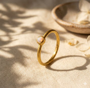 Opalite cabochon ring in gold simple minimalist everyday ring