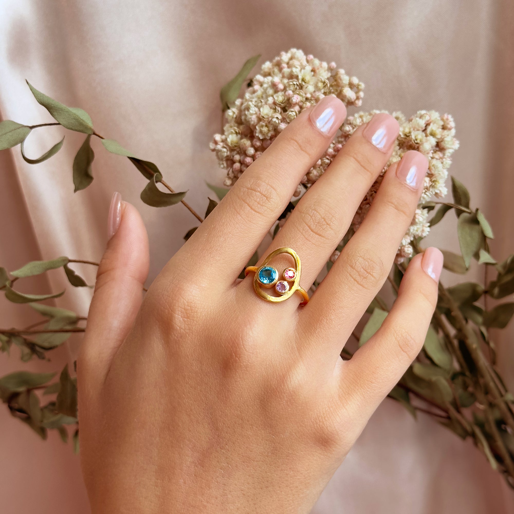 stackable birthstone rings for mom with colorful gemstones september sapphire october tourmaline november citrine december blue topaz