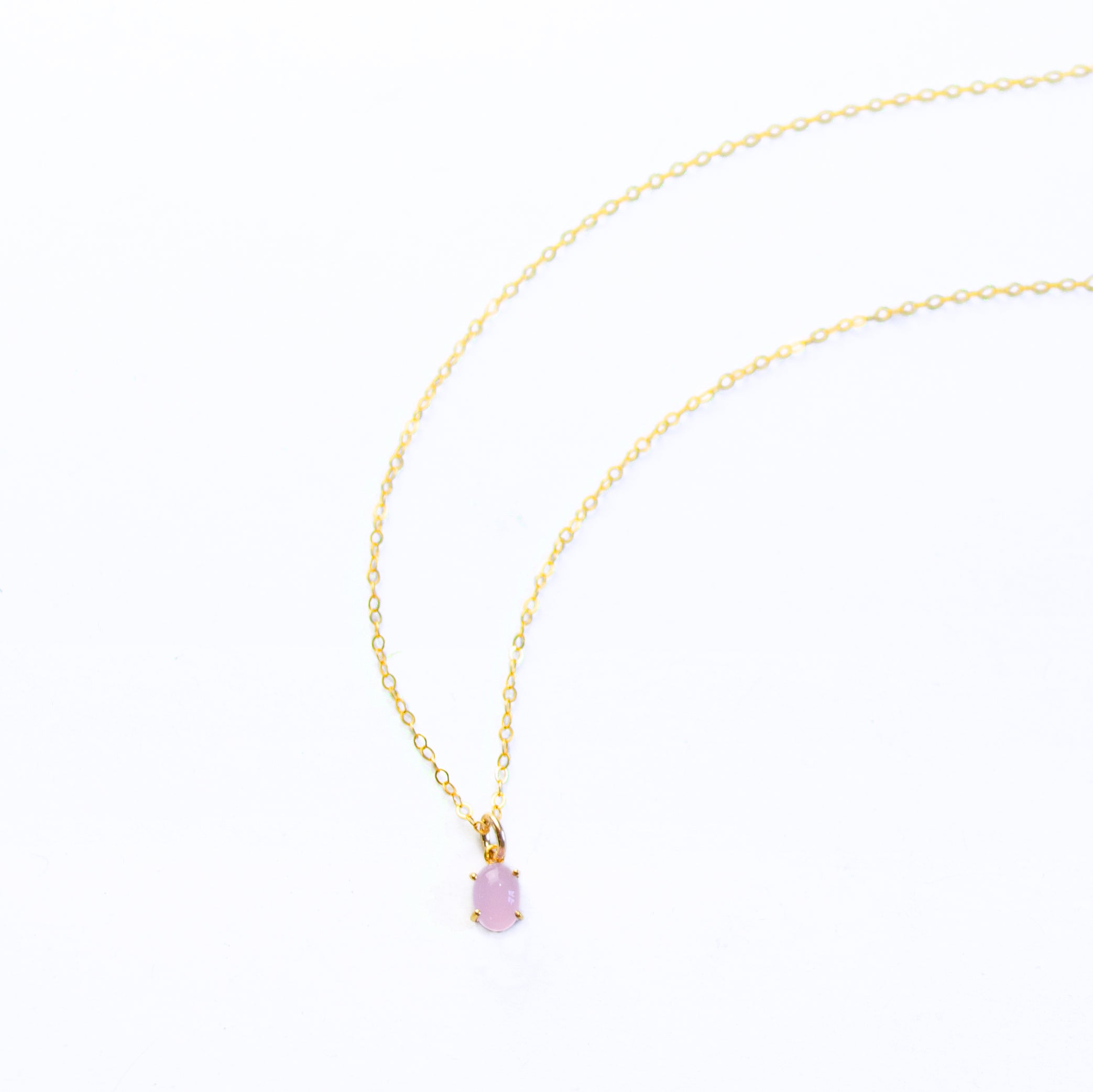 Oval Cabochon Birthstone Necklace - Vertical Prong-Set
