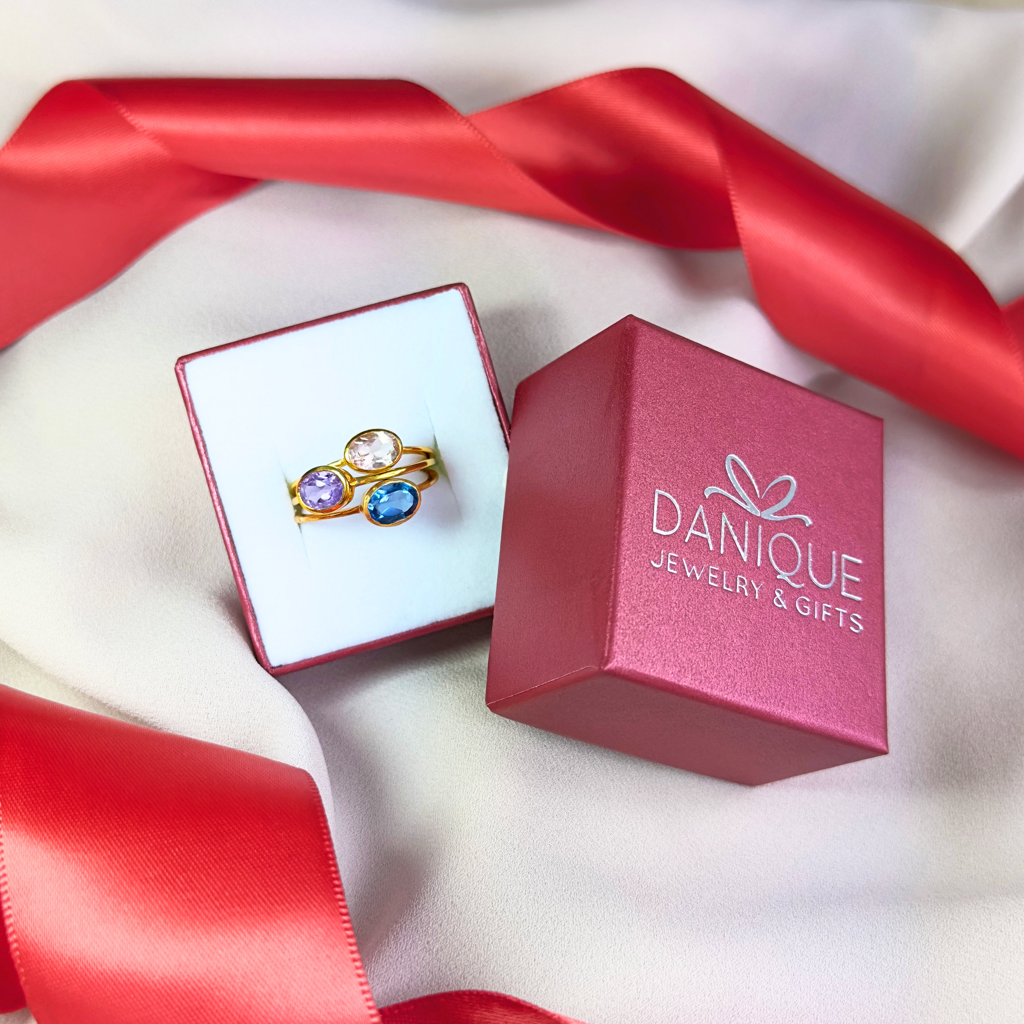 Pink Chalcedony large oval bezel set ring • October Birthstone