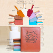 Leather passport holders and luggage tags available in cinnamon, espresso, honey, nude, raspberry, lavender, silver-gray, turquoise, Font options or leather accessories, leather gift, gift for him, gift for her, gift for husband, gift for wife, leather anniversary, 5th wedding anniversary gift, anniversary gift, personalized