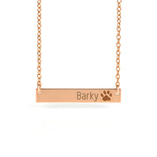 Paw Print Bar Necklace, Personalized Pet Name Jewelry Gift for Animal Lovers