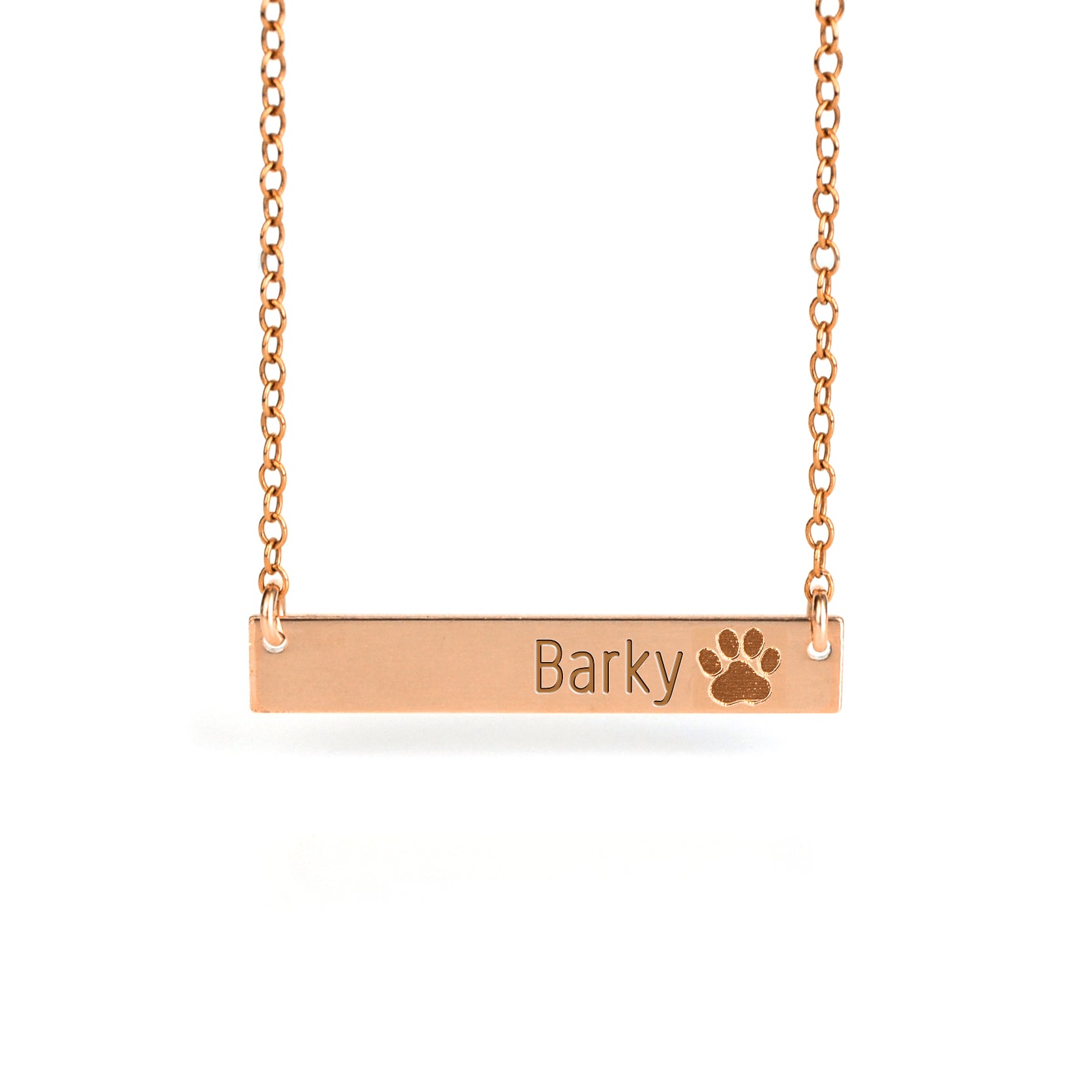 Paw Print Bar Necklace, Personalized Pet Name Jewelry Gift for Animal Lovers