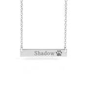 Paw Print Bar Necklace, Personalized Pet Name Jewelry Gift for Animal Lovers