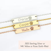 Paw print engraving template showing detailed etching style for custom paw print necklaces. Upload your pet’s paw print photo for a precise, lifelike engraving on sterling silver, gold filled, or rose gold filled bar pendant. Perfect for pet memorial gifts and personalized jewelry for animal lovers.