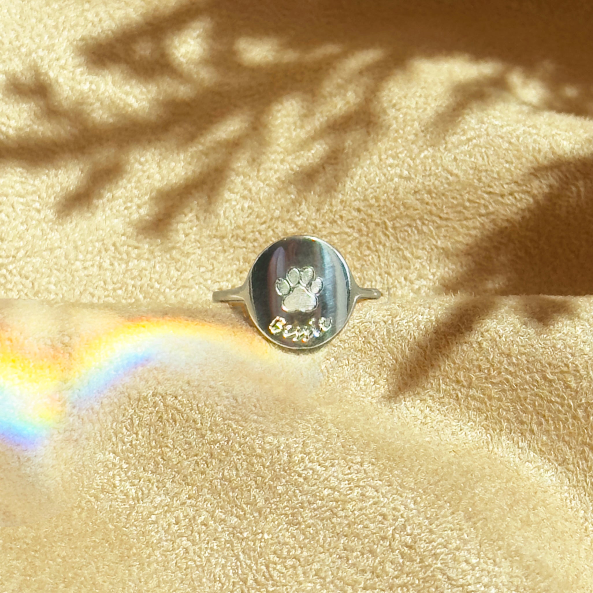 Personalized Paw Print Ring, Custom Dog or Cat Name & Paw Print Ring, 925 Sterling Silver,18k Gold Vermeil, Personalized Christmas Gift for Pet Lover