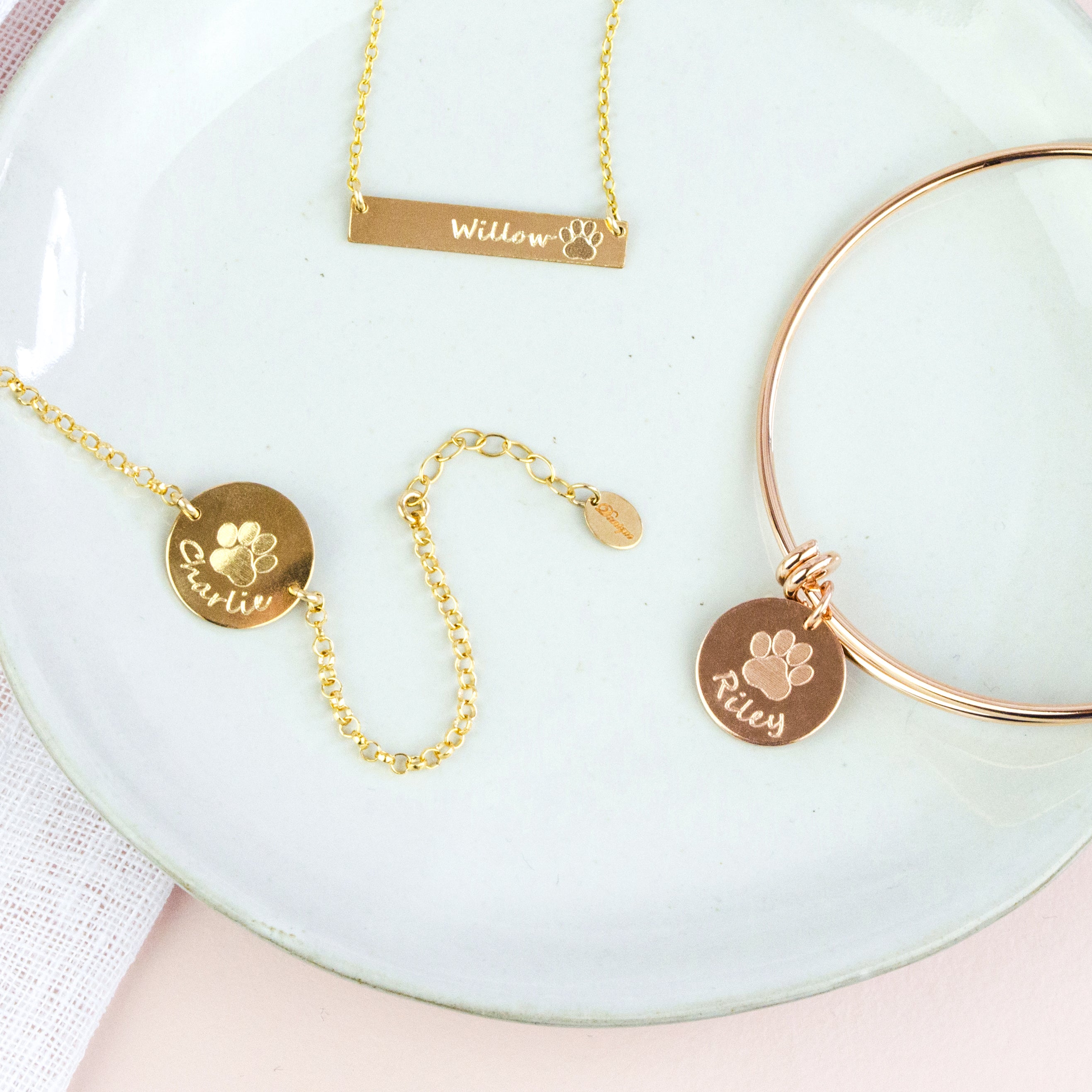Be sure to check out our pet lovers collection that includes multiple styles of necklaces, bracelets and anklets