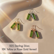 Peridot Bar Earrings : August Birthstone : Adira Series