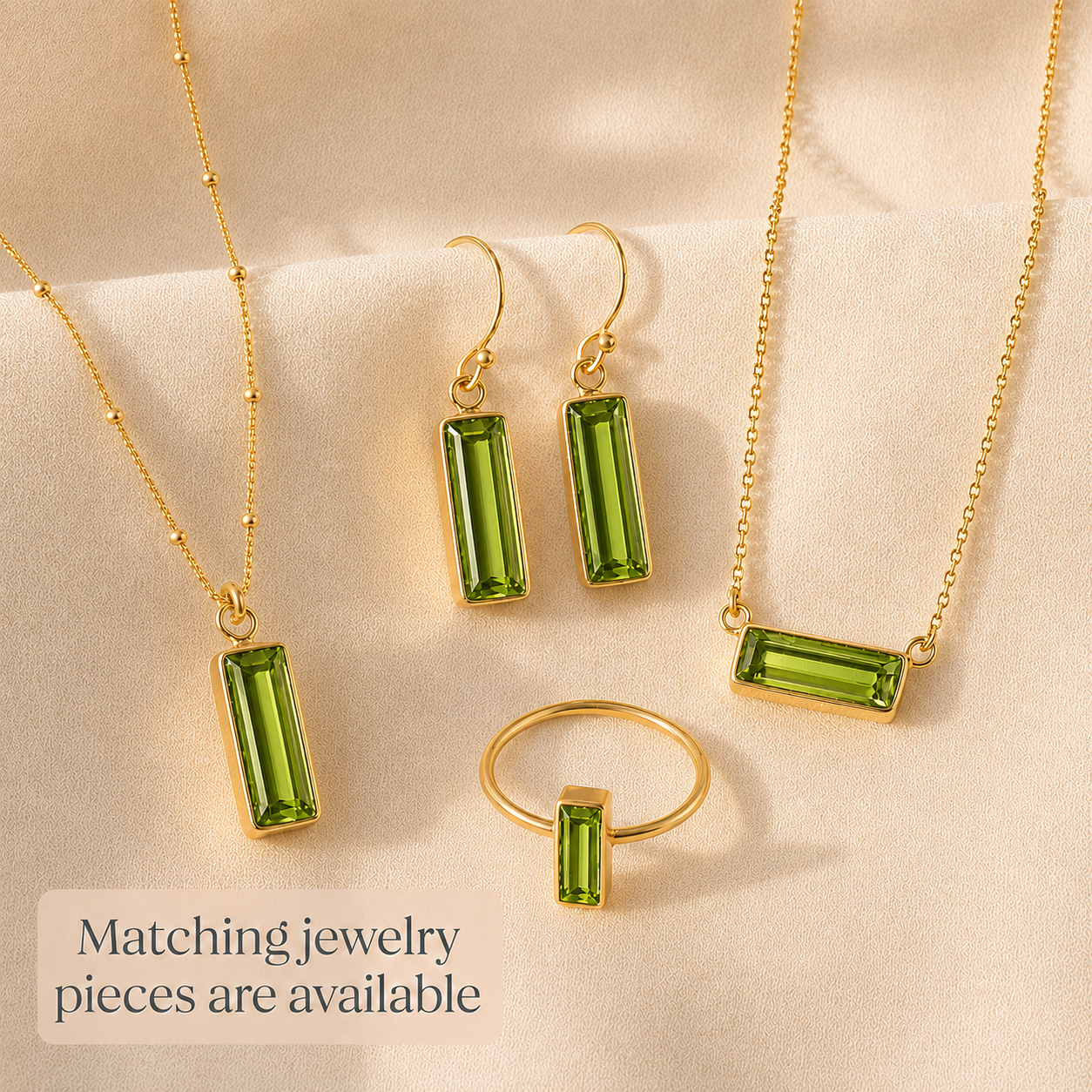 Peridot Bar Earrings, August Birthstone : Adira Series