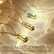 Peridot Vertical Bar Necklace : August Birthstone : Adira Series