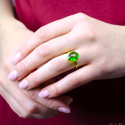 Black Onyx Teardrop Prong Set Ring • Capricorn Birthstone