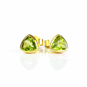 Minimalist Peridot Triangle Studs • August Birthstone