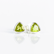 Minimalist Peridot Triangle Studs • August Birthstone