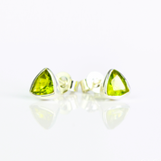 Minimalist Peridot Triangle Studs • August Birthstone
