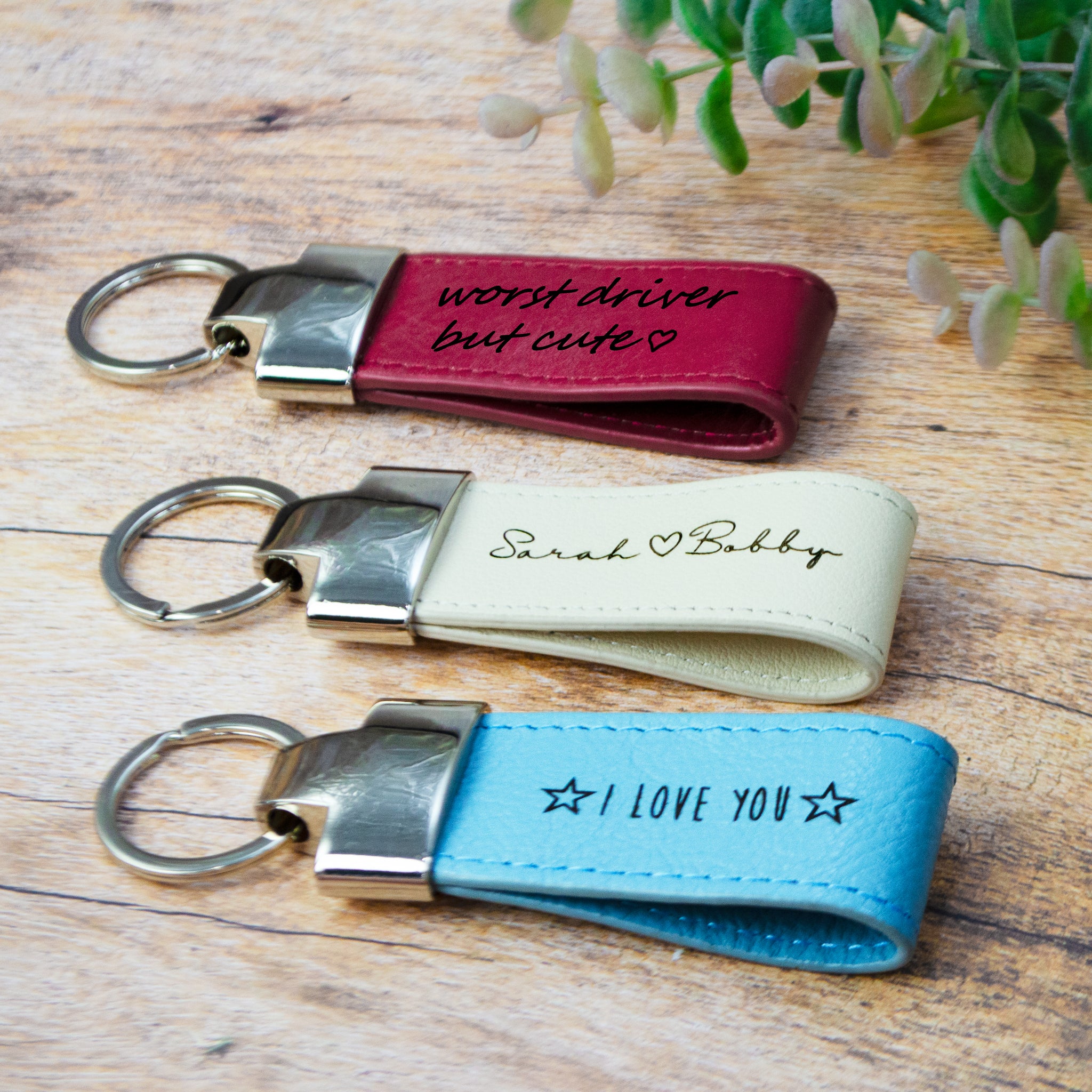 Personalized Large Leather Keychain Loops | Custom Engraved Keychain ...
