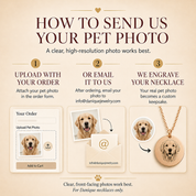 How to send us your pet photo guide for a custom engraved pet portrait necklace from a real dog or cat image.