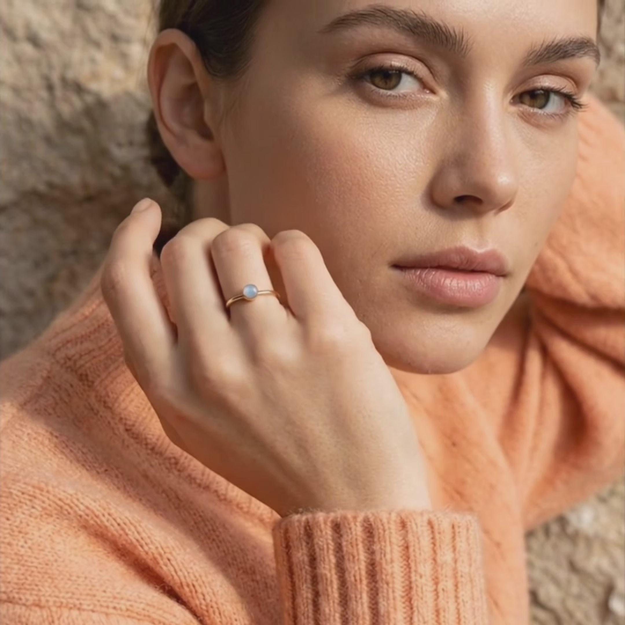 video showcasing natural birthstone cabochon rings. Great for stacking or wear alone.