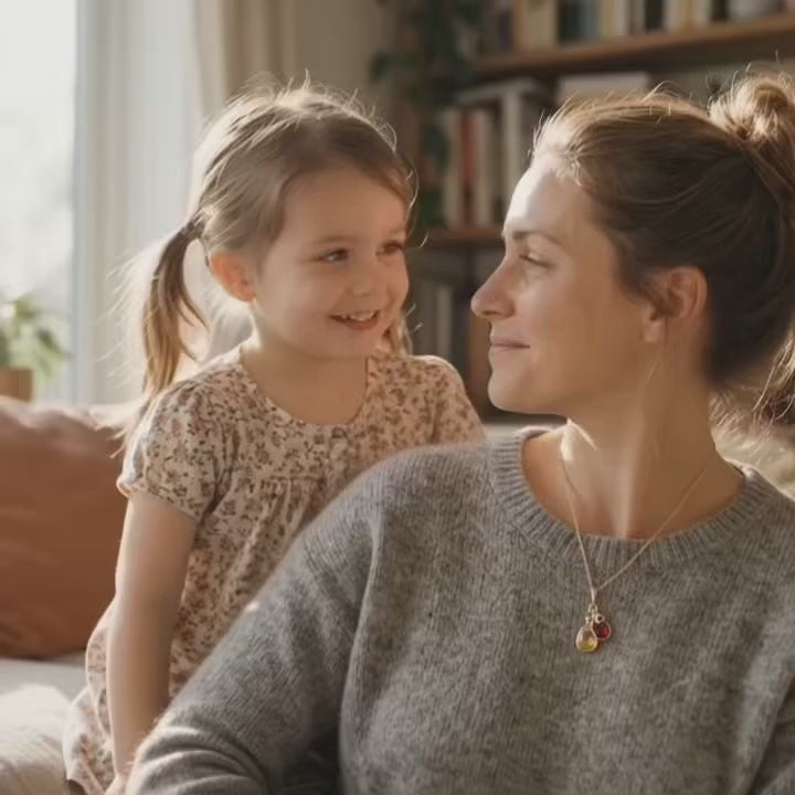 A video showcasing a Personalized family birthstone necklace with teardrop gemstones and initial charms in gold or sterling silver