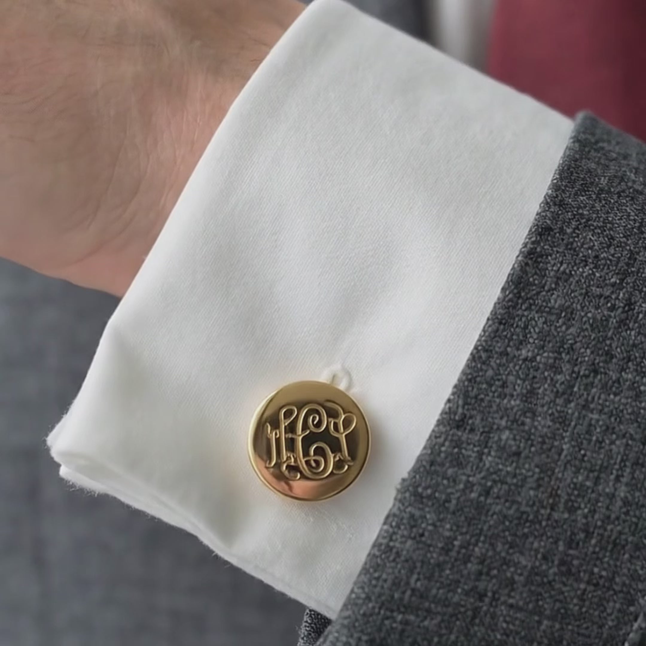 Custom gold, silver or black stainless steel cufflinks for men. Engrave them with a monogram, image, or words. 