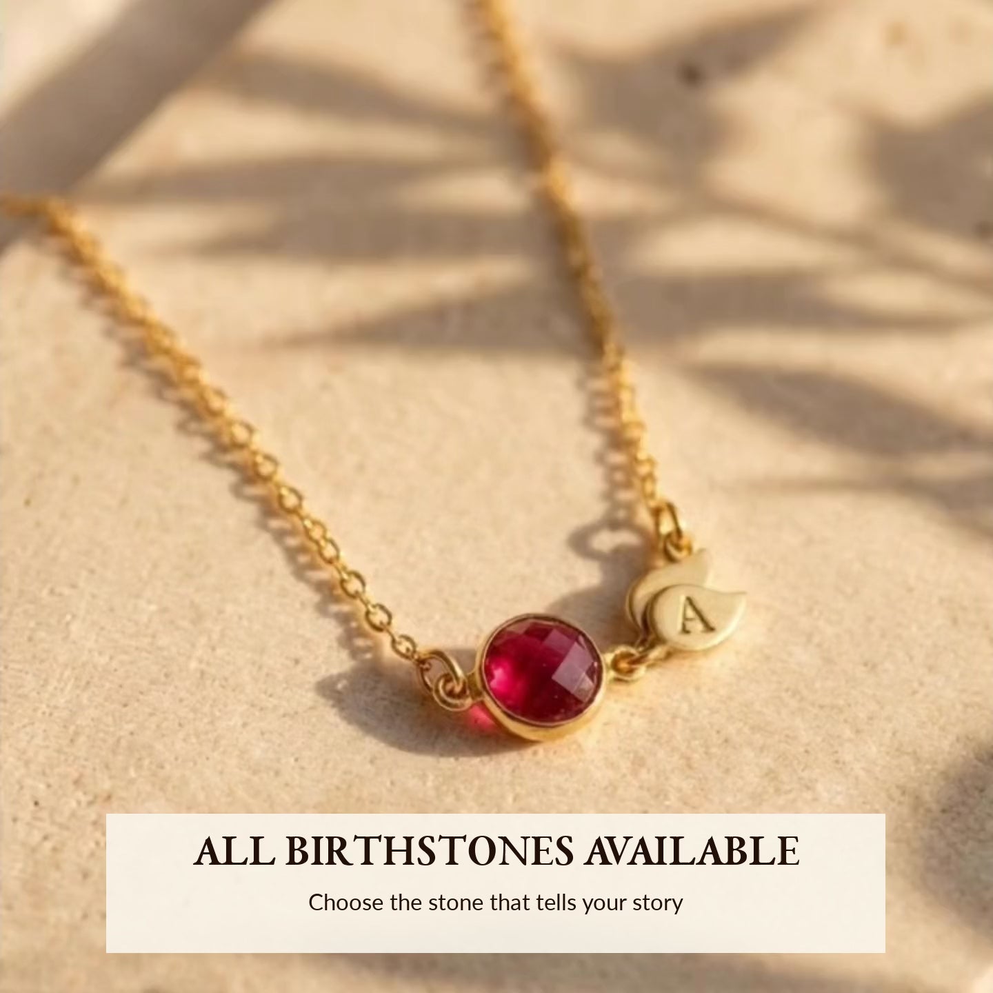 A video showcasing Custom birthstone necklace with engraved initial charm gold personalized mom necklace