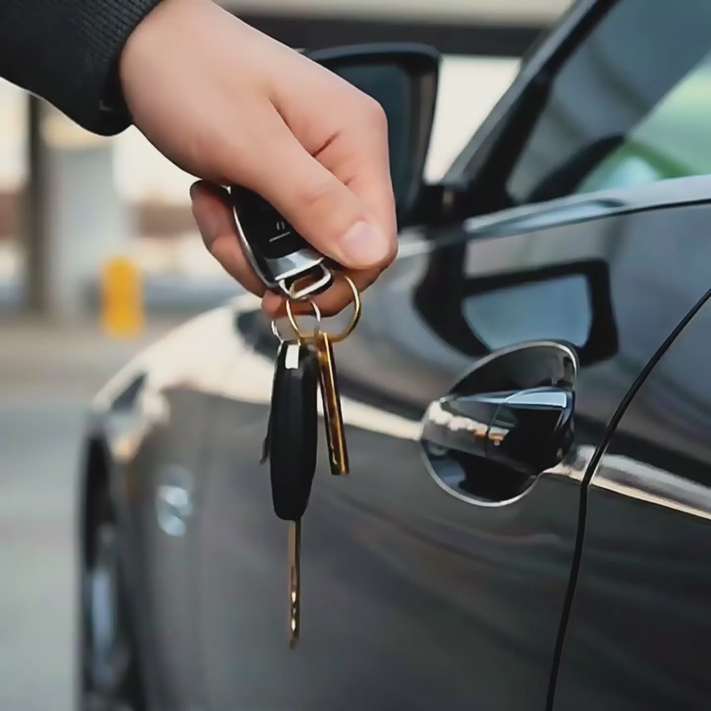 video showcasing a Custom 3D bar keychain engraved with coordinates and meaningful phrases, available in stainless steel, gold tone and black finishes for men and women.