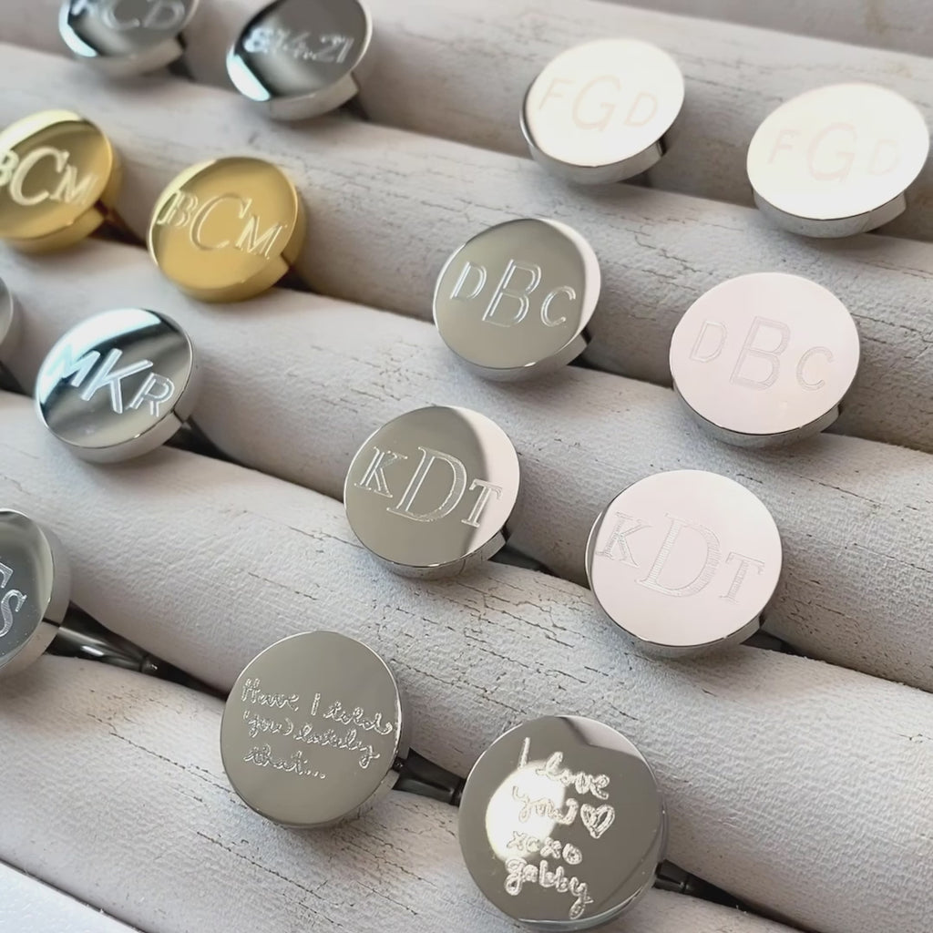 Variety of engraved cufflinks in gold, silver or black colors and round or square shapes. Perfect for groomsmen gifts, graduations, proms, formal events or any birthday.gift ready. mens anniversary gifts, gifts for men, christmas gifts for him, valentine's day gifts for men, gift for husband, gift for fiance, father's day gift, birthday gift, wedding anniversary gift, wedding party gift, father of the groom gift, father of the bride gift, gift for grandfather, gift for grandpa, groomsman gift, groomsmen gif