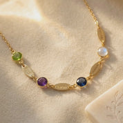 Personalized Mom Necklace with Name Charms and Birthstones, in sterling silver or 14K gold-filled