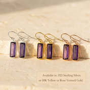 Purple Amethyst Bar Earrings, February Birthstone : Adira Series