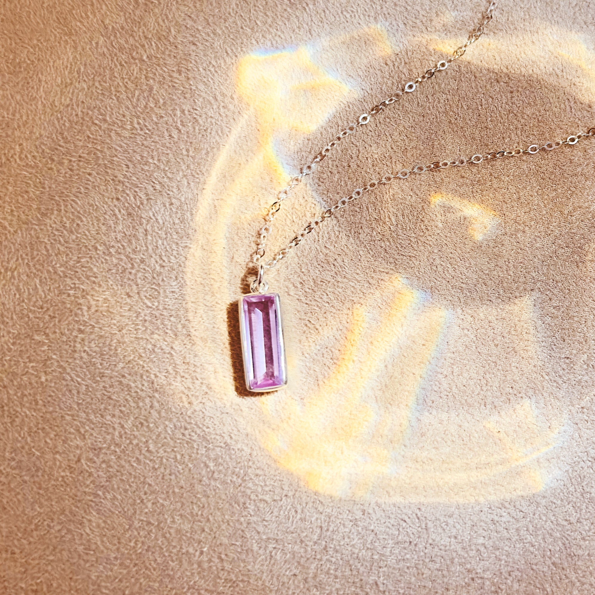 Purple Amethyst Vertical Bar Necklace : February Birthstone : Adira Series