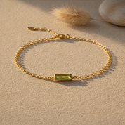 Tiny Birthstone Bar Bracelet, Custom Adira Baguette Gemstone Bracelet for Women, Gold, 925 Silver or Rose Gold, Personalized Bracelet Gift for Mom