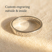 Custom Engraved, Name Engraving, Date Engraving, Coordinates Engraving, Initials, Short Quote, Secret Message, Love Note, Roman Numerals, Forever, Always, Promise ring, Soulmate, Best Friends, Family Bond, Anniversary Gift, Birthday Gift, Graduation Gift, Wedding Band, Couple Ring, Memorial Ring, valentine's day, Sentimental, Hidden Message, Minimalist Design, christmas, gift for husband, gift for wife