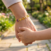 Personalized Family Birthstone Bracelet with Custom Initial Charms