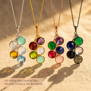 Mother's Round Cascade Family Birthstone Necklace, Personalized Sterling Silver or Gold Necklace for Mom, Birthday Gift for Wife, Custom Mom Necklace