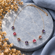 Abstract Flower Blossom Necklace, Boho Style Custom Geometric Necklace, Multi Circle Necklace, Rose Gold Floral Necklace, Gift for Wife, Gift for Her