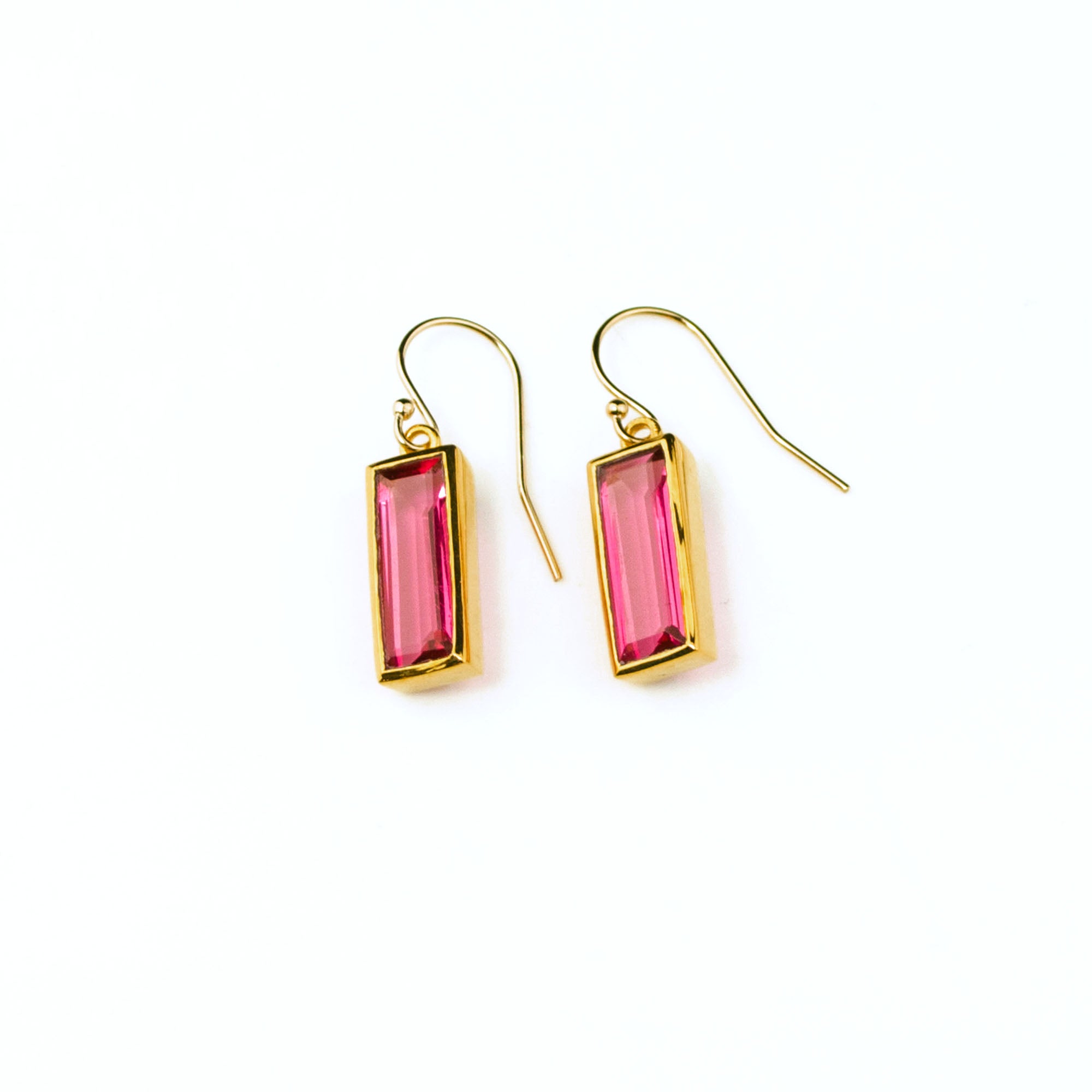 Ruby Bar Earrings : July Birthstone : Adira Series