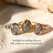 Large teardrop gemstone rings in sterling silver yellow gold and rose gold vermeil
