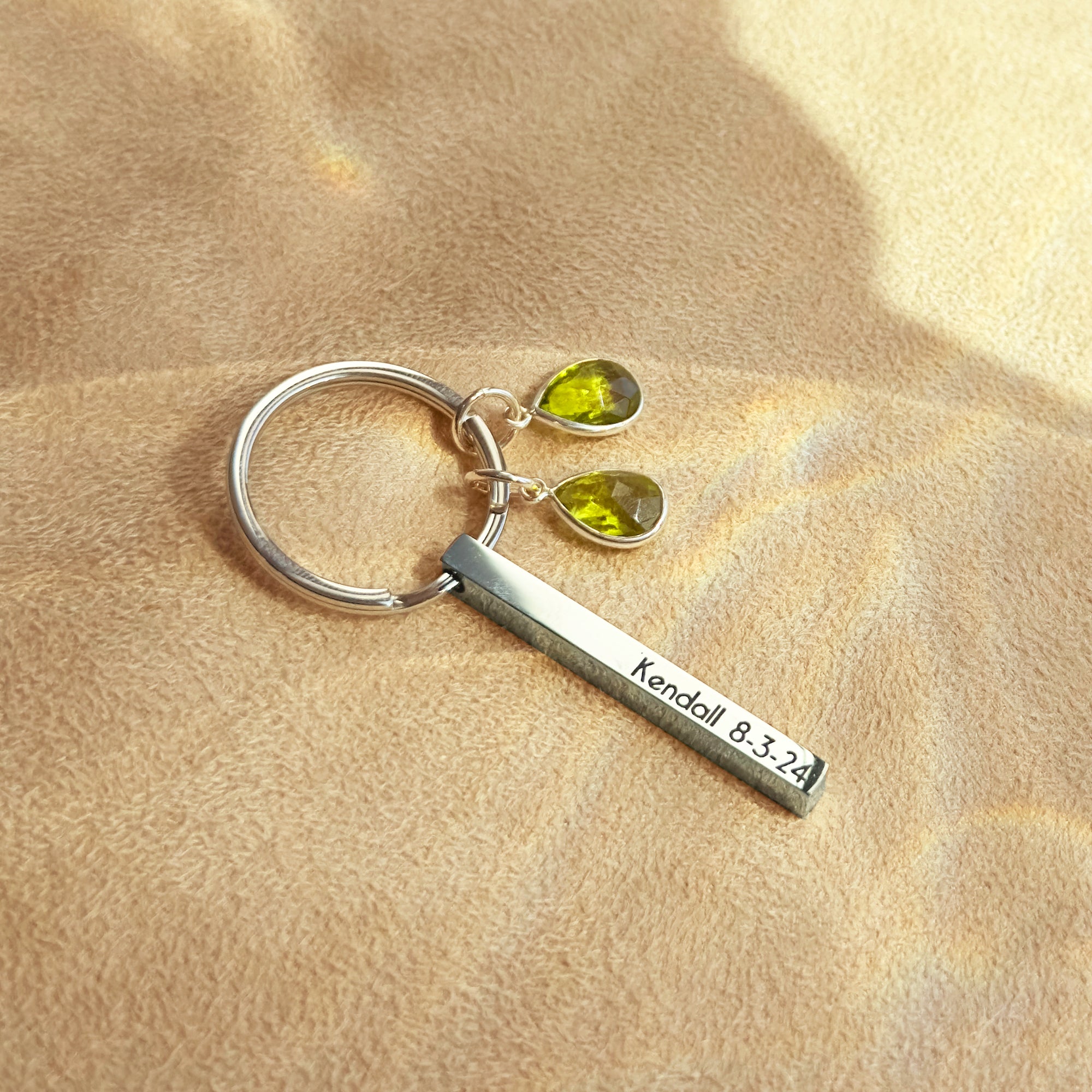 Mom Birthstone Bar Keychain, Personalized 4-Side Name Bar