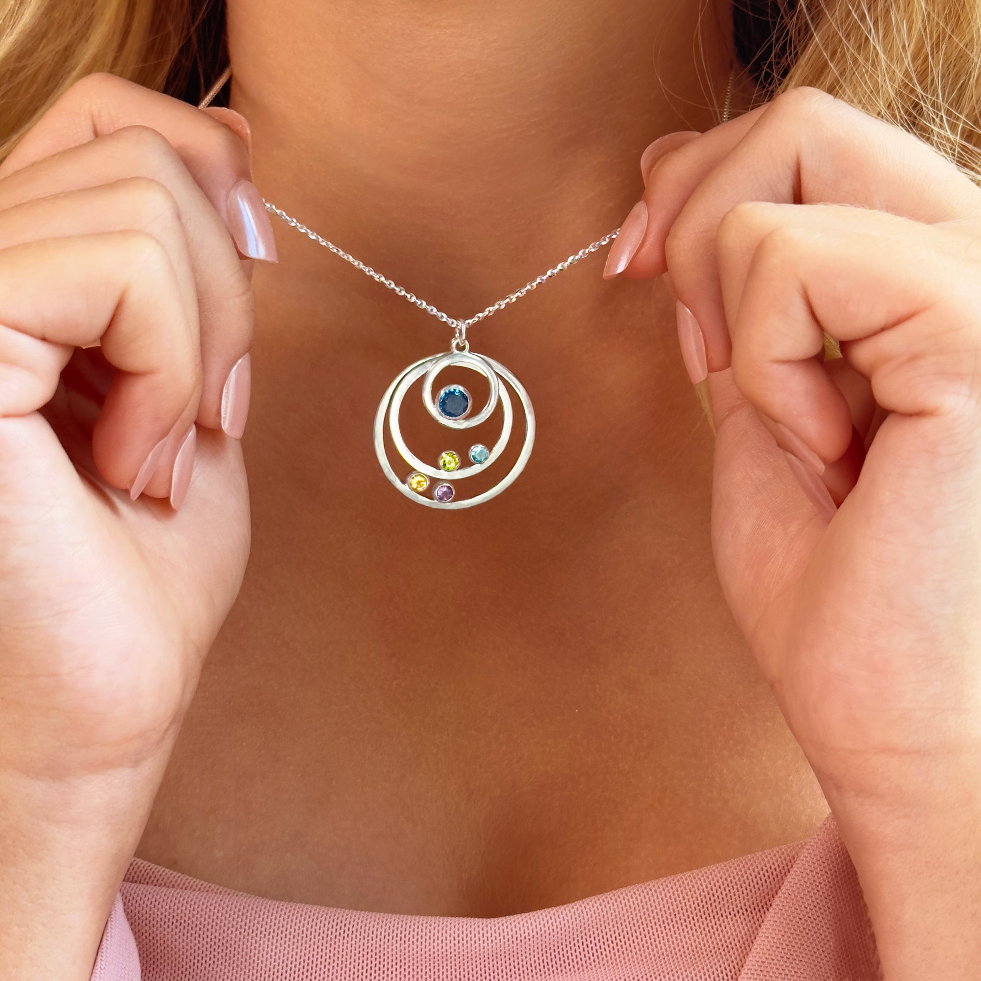 Generational Birthstone Orbit Necklace