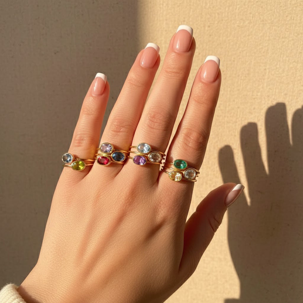 Stacker Birthstone Rings Mother’s Birthstone Rings | Stacking Rings for Mom | Danique Jewelry