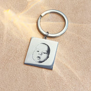 Actual Baby Portrait Keychain, Newborn Keepsake for New Parent, Baby Keepsake Gift for Dad, Father's Day Gift for New Dad, Keychain with Child's Name