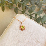 Sun Burst Necklace, Birthstone Sunshine Pendant [5mm]